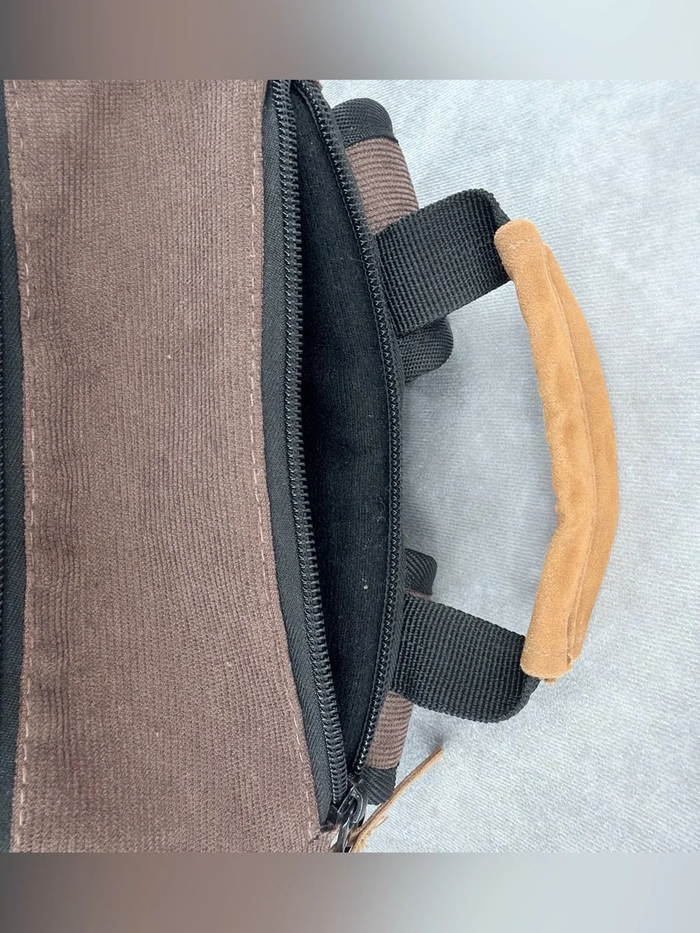 Wrangler Brown and Black Canvas Backpack with Tan Suede Base